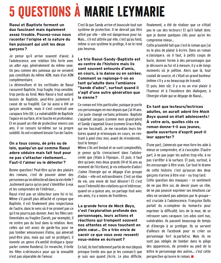 Interview de Marie Leymarie